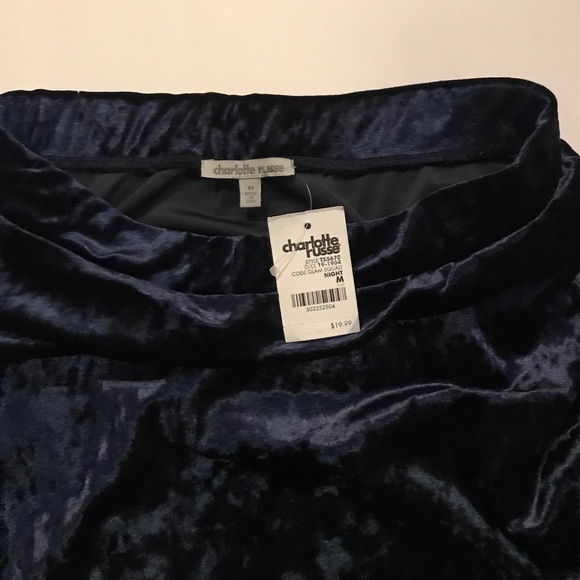 Women’s dark blue velvet asymmetrical skirt - Picture 2 of 4